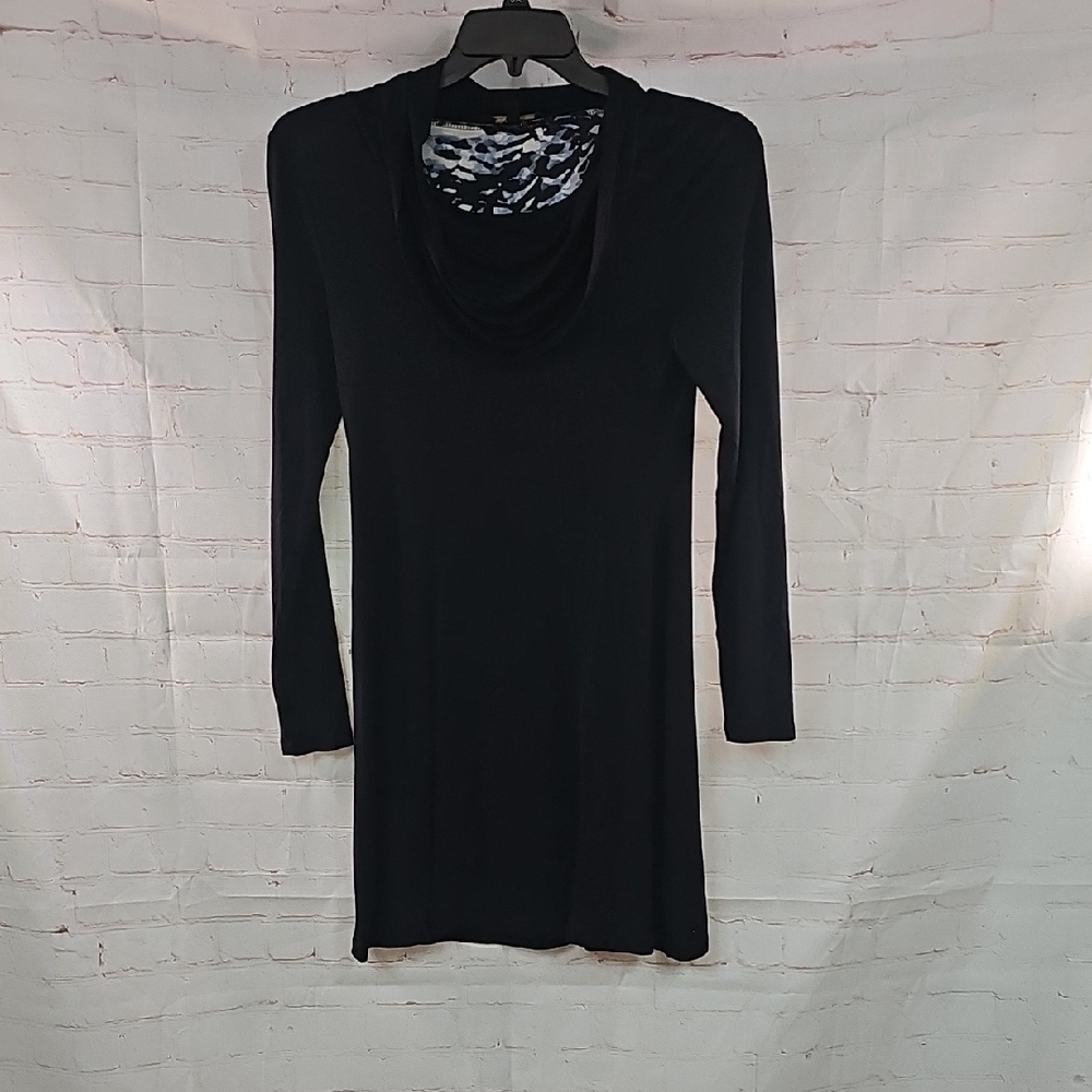 Cupio Black Cowl Neck Long Sleeve Sheath Dress